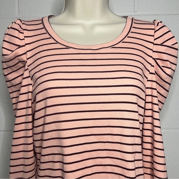 MAEVE puffed -Sleeve Striped Ribbed Top - Picture 2 of 6
